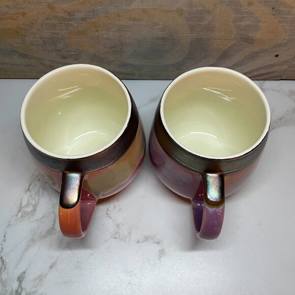 Coffee Mugs Set of 2 La Rochelle Dip Dye Metallic Stoneware - Picture 4 of 5